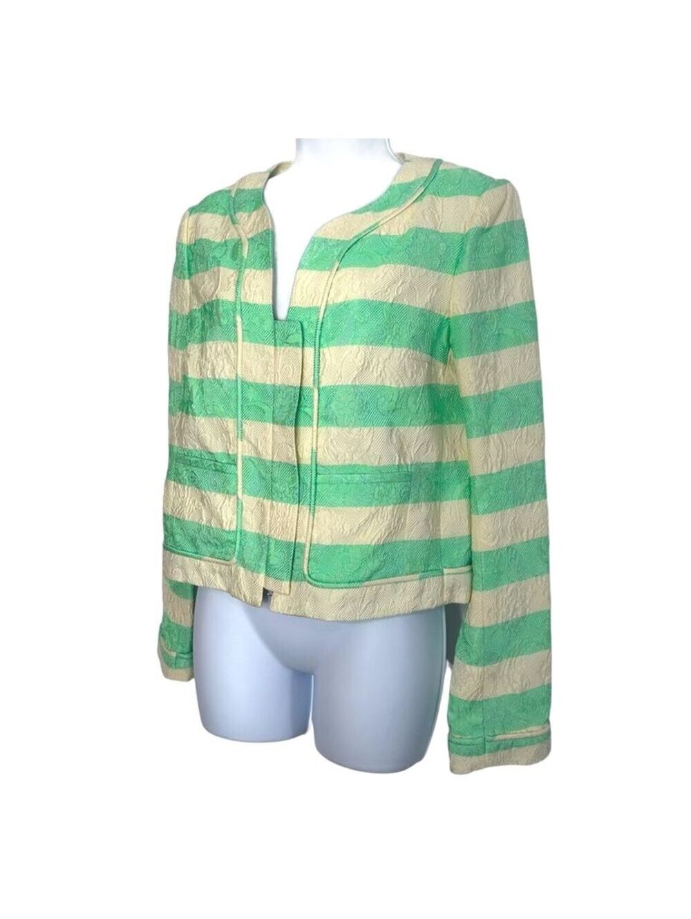 Thakoon Women's Size 6 Multicolor Striped Designer Blazer Jacket, Green